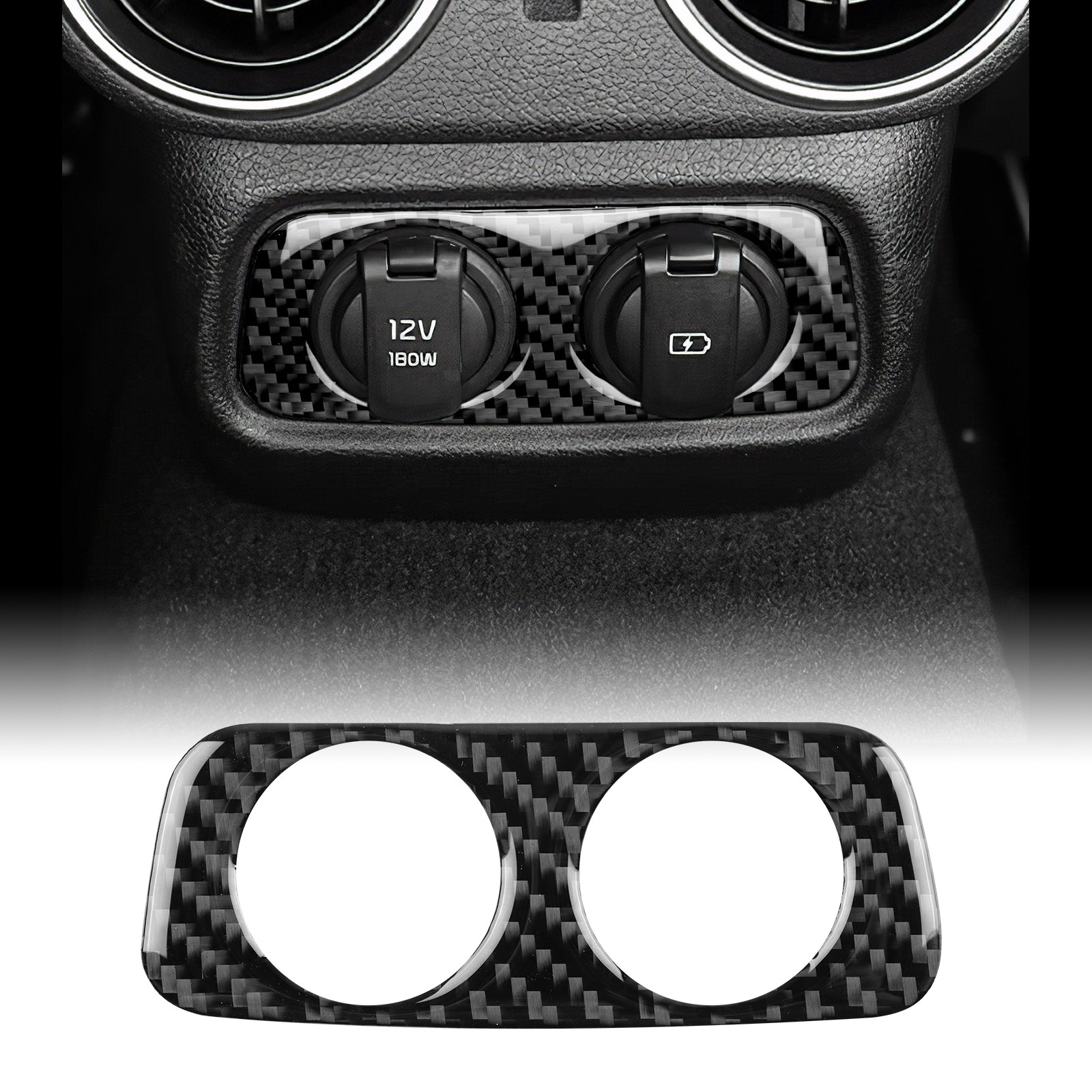 호환 기아 스팅어 2019년  2020년  2021년  2022년  2023년  자동차 후방 충전 포트 USB 홀 프레임 트림용 리얼 소프트 카본 섬유 스티커 26,990원