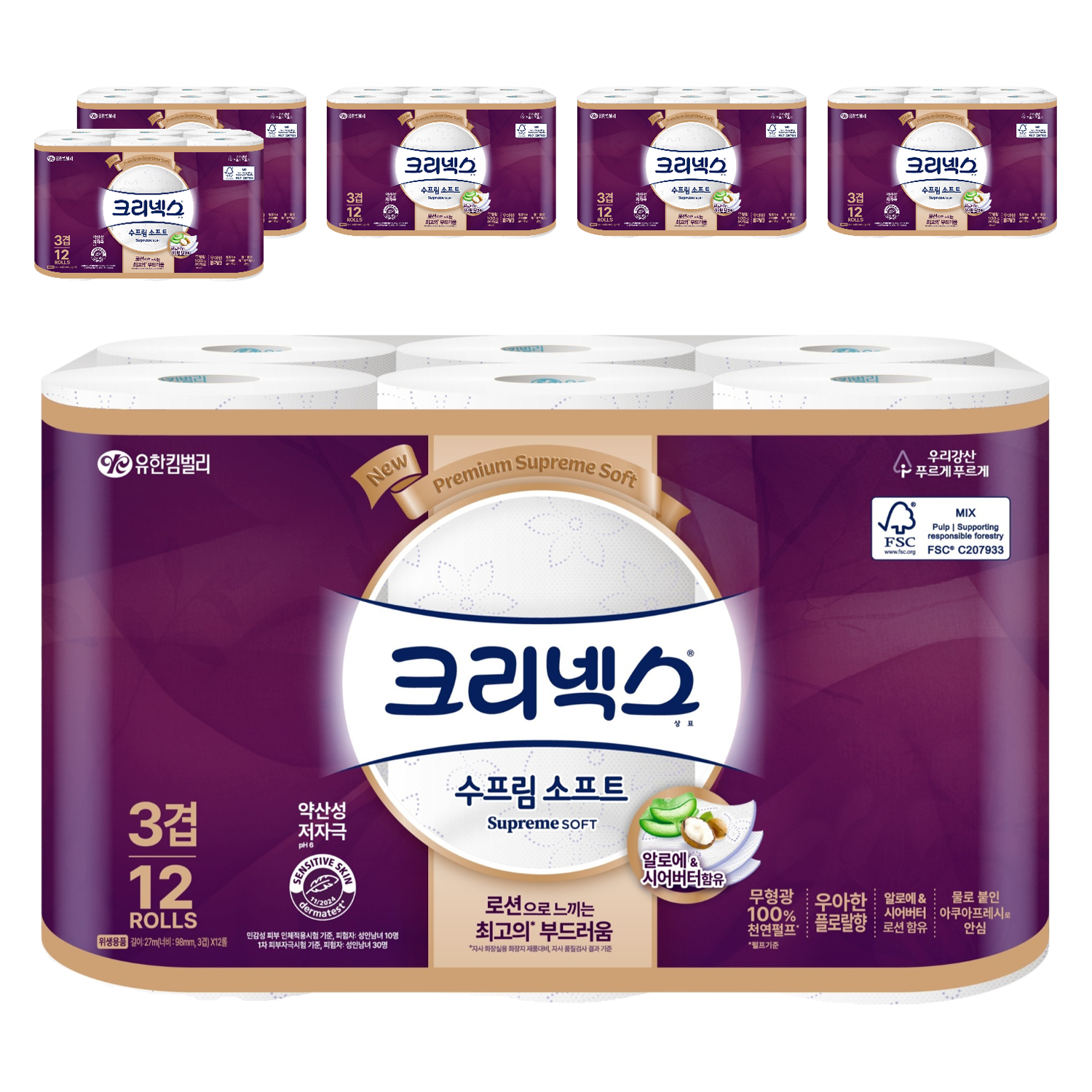 크리넥스 수프림 소프트 천연펄프 3겹 고급롤화장지 49,320원