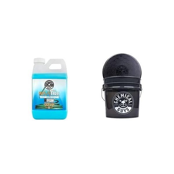 케미컬 가이즈 CWS8864BB 기본 세차 & 버킷 번들 - 린스프리 샤인 린스리스 비누, 64온스(하프갤런) + 헤비듀티 훈제 흑요석 상세 버킷(2개) 102,000원