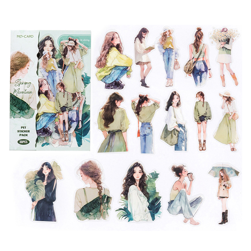 올리브파티 해피 라이브 감성 빈티지 인물 소녀 다꾸 스티커 30p 세트 9,220원