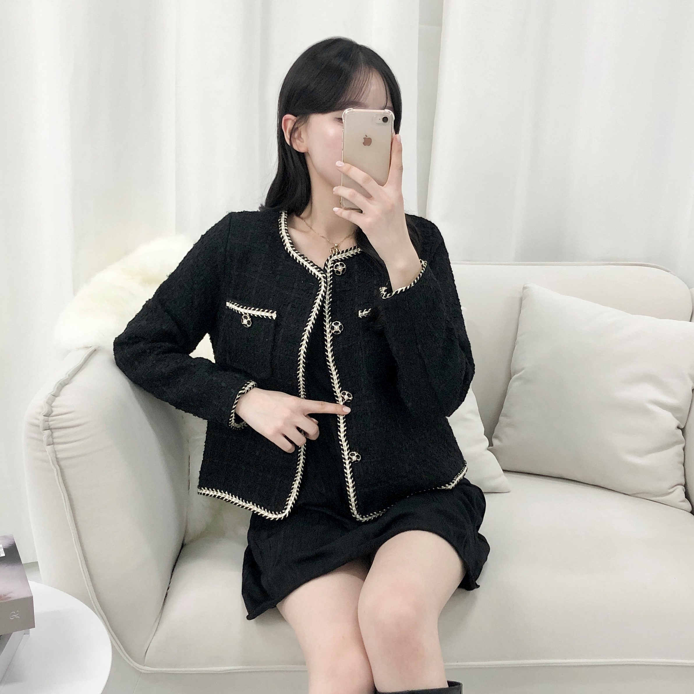 피어니스트 여성용 럭셔리 트위드 라인 자켓 41,500원