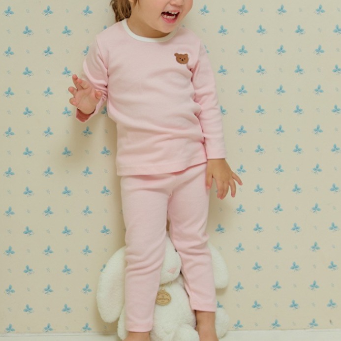 키키스토리 곰돌와펜 올리브 아기 내복 긴팔 가을 유아 아동 내의 실내복 12,900원