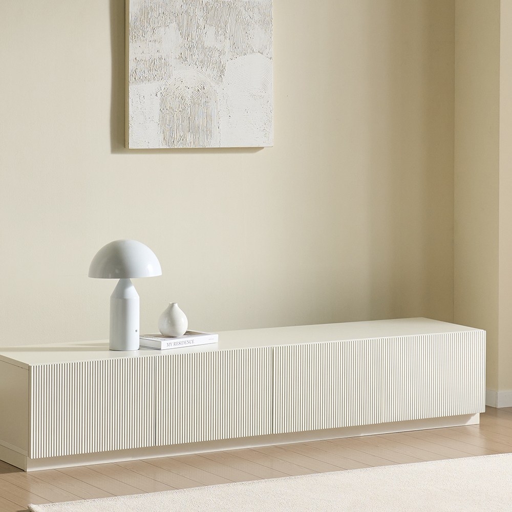 세이지홈 체리쉬 거실장 LED형/스틸다리형/낮은일반형 템바보드 TV장 국내생산, A.일반낮은형_크림화이트 179,000원