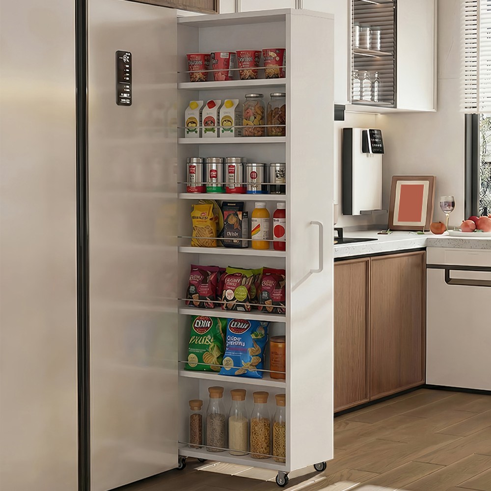 키큰 슬라이딩 틈새수납장 냉장고 틈새 수납장 틈새 사물함 수납 진열장, 흰색 80,800원