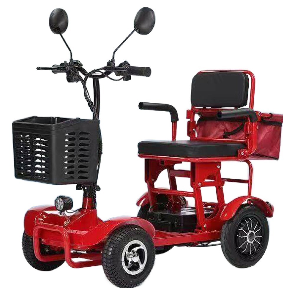 일렉모타로 안전하고 편리한 4륜 전동차, 노인용 이동수단 편의성 강화 800W 언덕등판가능 접이식 전동스쿠터 전기차 699,000원