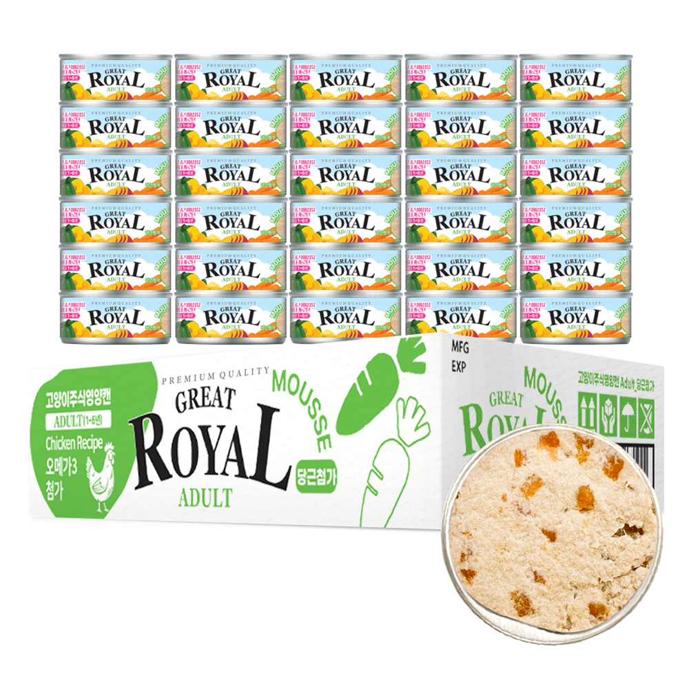펫스토리로얄 프리미엄 어덜트 고양이 그레이트 당근 무스 주식캔, 닭, 60g, 30개 18,650원