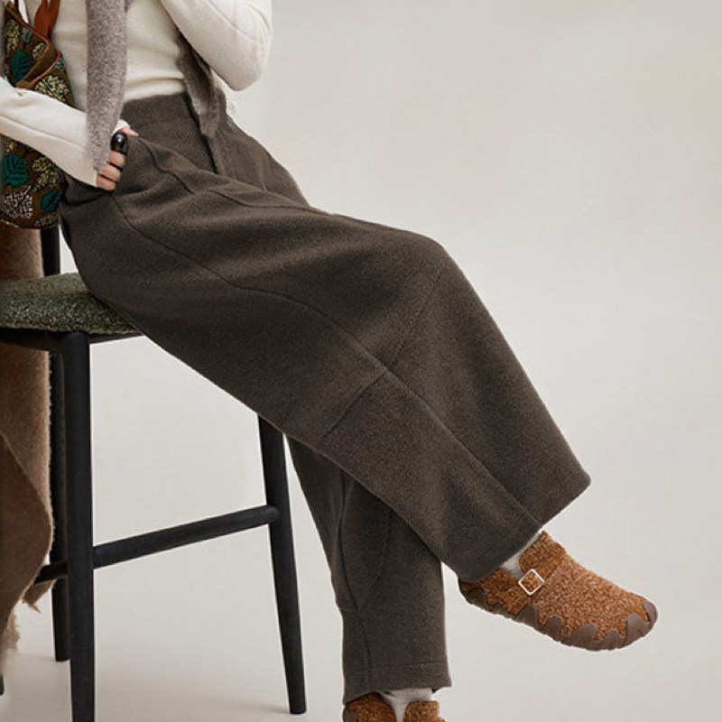 (신상 추천) 80kg까지 빅사이즈 여성 빈티지 모직 배기 팬츠 9부 팬츠 가을 겨울 편한 하이웨이스트 와이드 우아한 부드러운 입체 패치워크 디자인 간절기 코디 패션 고급 바지 31,790원