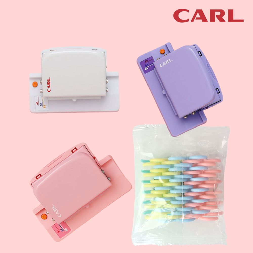 CARL 6공펀치 미니 타공기 30공 펀치기 파스텔 루즈링 세트 16,000원