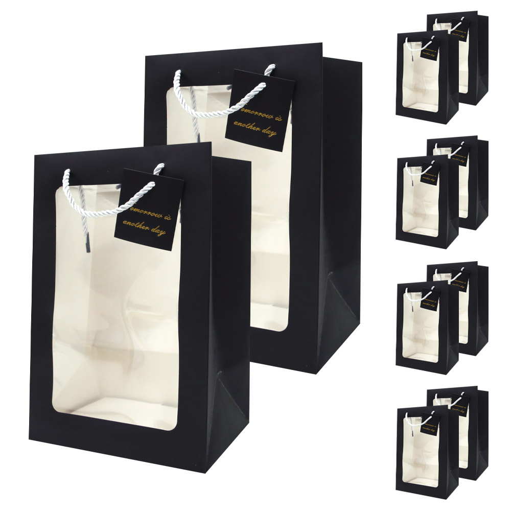 리드홈 투명창 꽃다발 화분 선물포장 윈도우 쇼핑백, 블랙, 10개 8,800원