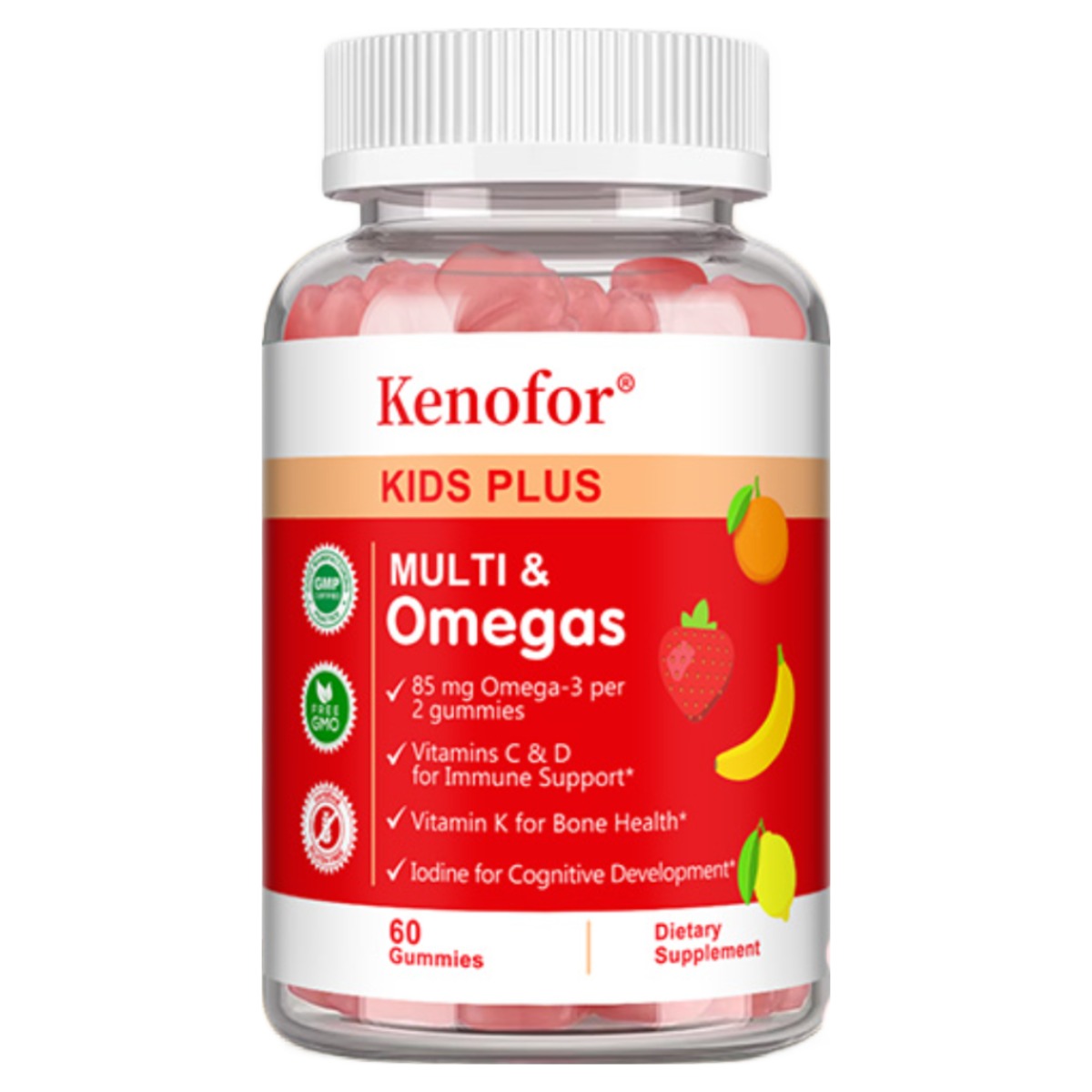 키즈 멀티비타민 젤리 오메가3(DHA/EPA), 비타민 D3, C, B12, B6, 비타민 A, K, 아연, 다양한 과일맛, 60정, 1개, 60회분 18,300원