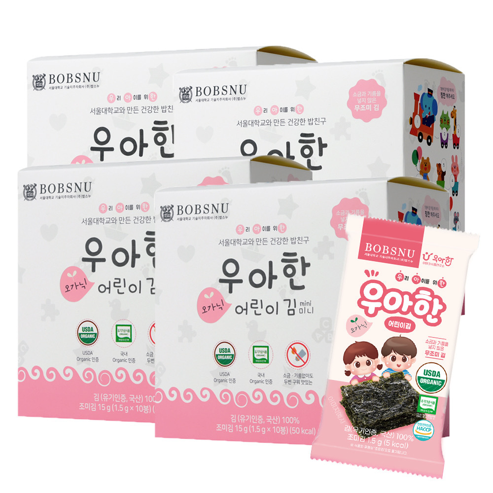 서울대밥스누 우아한 오가닉 어린이 김, 무조미, 15g, 4개 17,950원