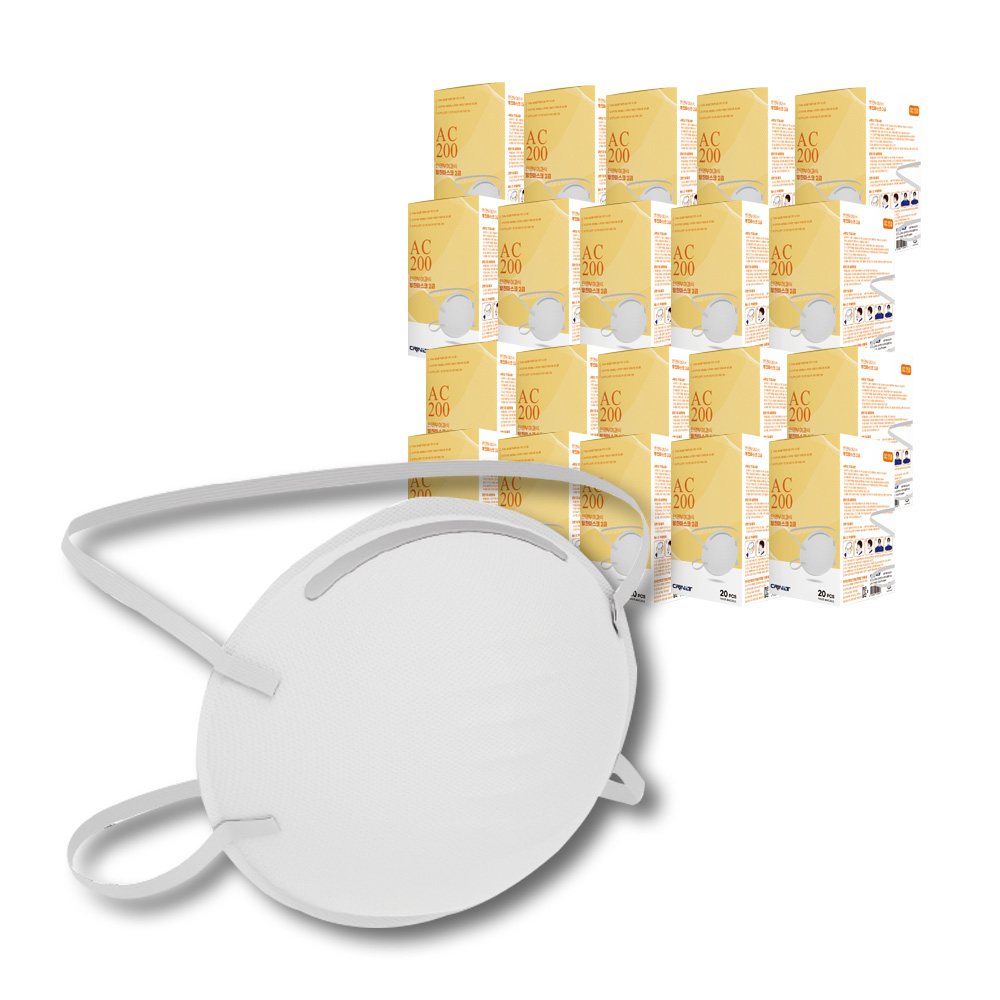 국산 크리넷 방진마스크 AC200 2급 400pcs 컵형 안면부여과식 산업 작업 현장용, 화이트, 400개 180,000원