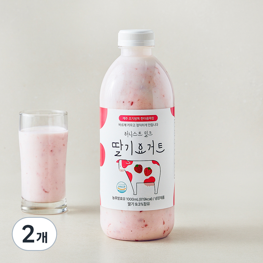 [로켓프레시] 어니스트밀크 딸기 요거트, 1L, 1개입, 2개 23,280원