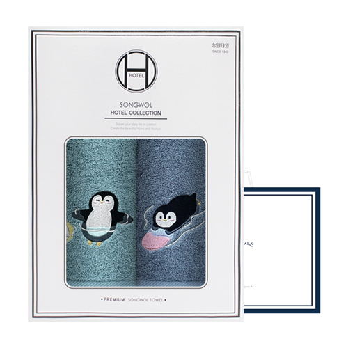 [애니멀프렌즈]수영하는 펭귄S 항균타월 2P세트 수건 쇼핑백 증정 9,900원