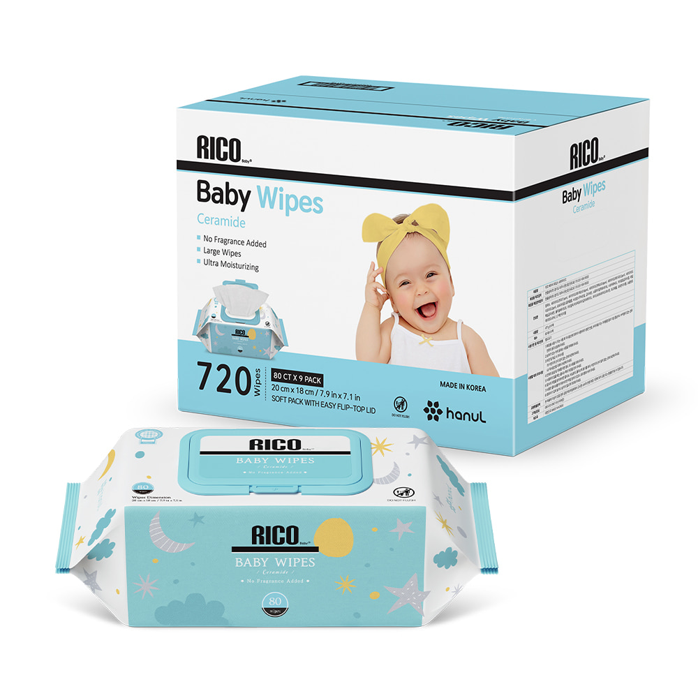 리꼬 두툼한 엠보싱 아기물티슈 캡형 80매x9팩, 9개, 80매, 65g 31,900원