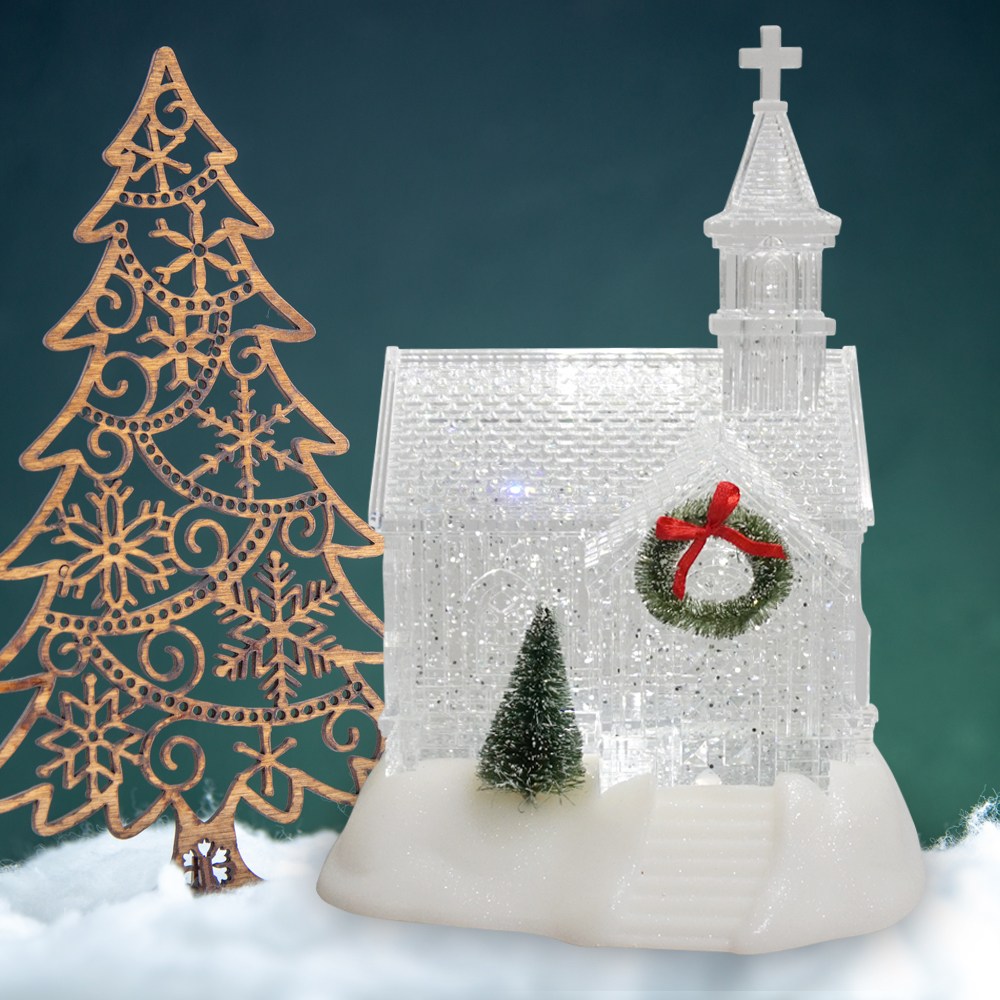 크리스마스 LED 오르골 무드등 스노우볼 워터볼 랜턴 선물 집들이선물 엔틱오르골 장식 조명 수면등 - 크리스탈교회 68,000원
