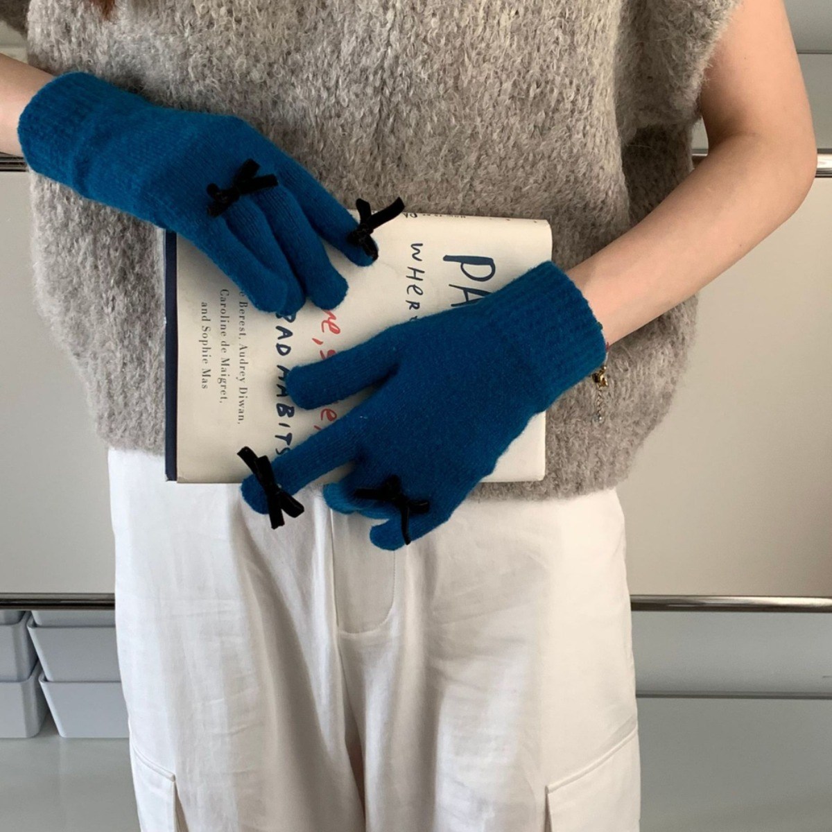 드로우데이즈 리본 포인트 스마트터치 장갑 여성 손가락 장갑 6colors, 현재가 13,400원