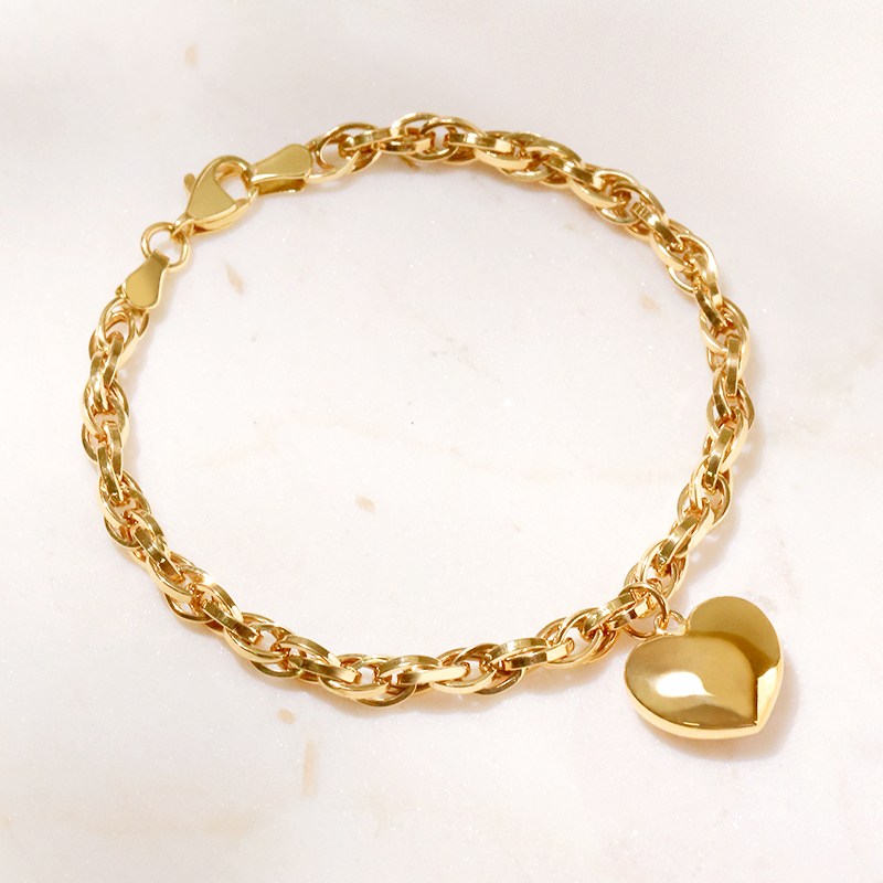 골드팡 14k 핏어팻하트 체인 팔찌(당일도착) 볼륨통통 굵은커브체인 데일리 하트주얼리 여자친구 생일 우정 선물 추천 1,493,000원