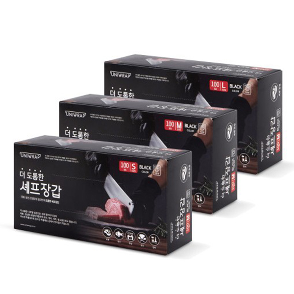 유니랩 더 도톰한 니트릴 장갑 블랙 소 중 대 100매 요리 위생 미용 장갑, M, 1개, 블랙 9,790원