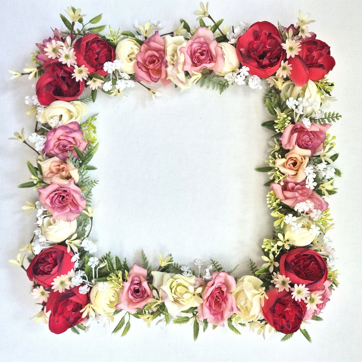 성묘 납골당 봉안당 추모원 꾸미기 핸드메이드 실크플라워 리스9종 미니꽃다발10종 미니화병3종, 1개, 사각 리스 레드 25,000원