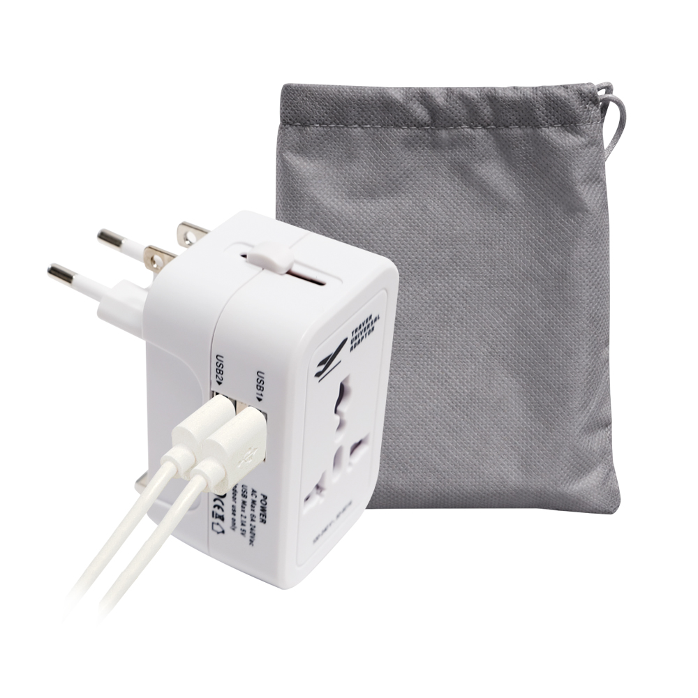 홈플래닛 해외 여행용 멀티 어댑터 USB 2포트 + 파우치 세트 6,150원