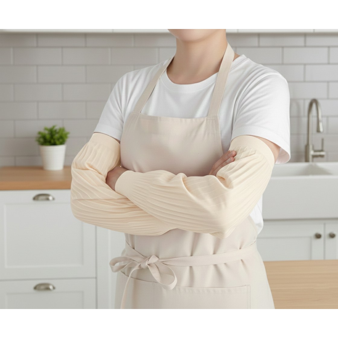 벤디크 라텍스 만능 고무 방수 팔토시, 아이보리 8,000원