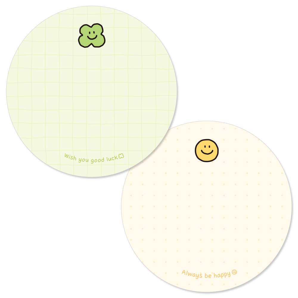 꼬모멜로소 스마일리 2종 원형 메모 스티커, 클로버&스마일, 60개 6,480원