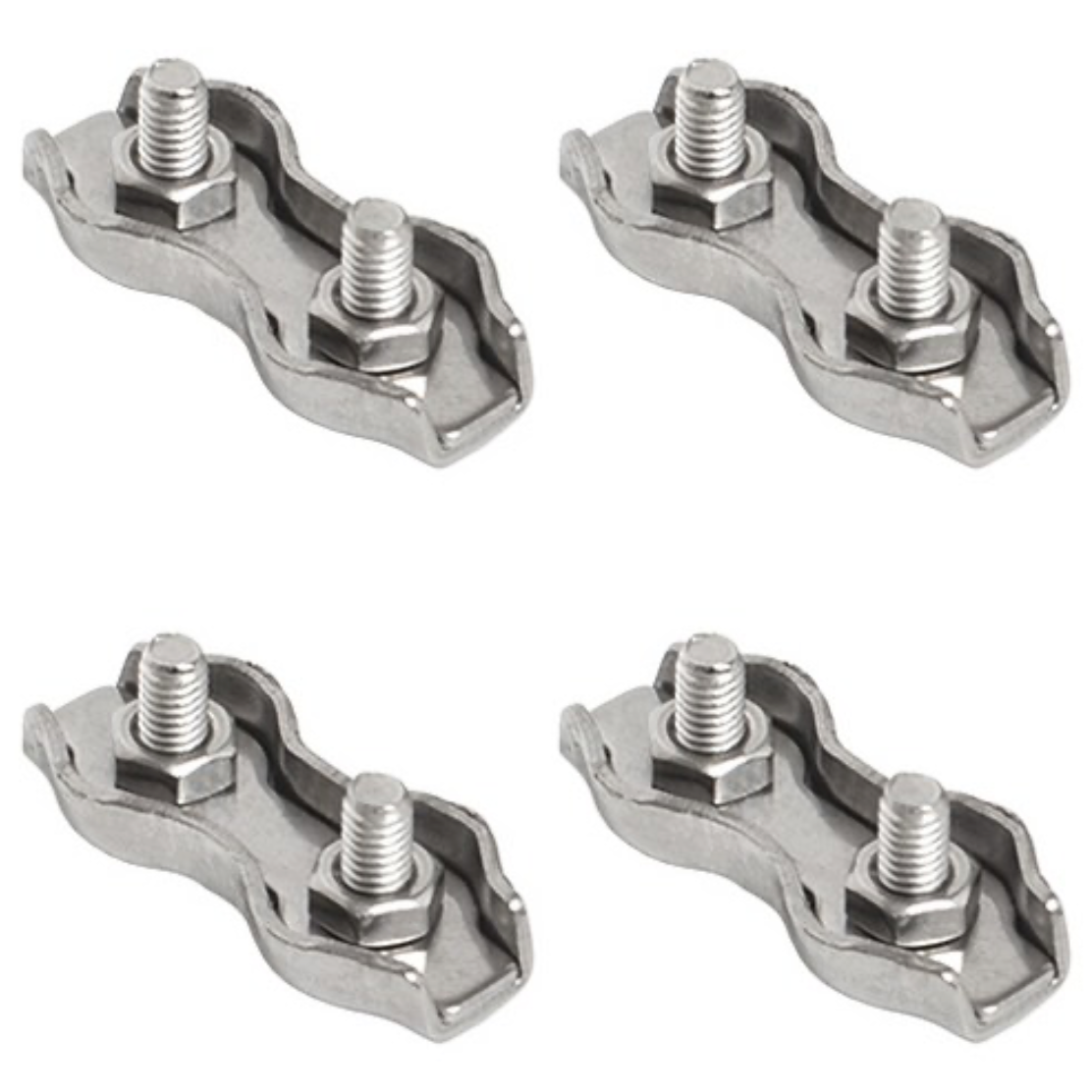 304 스테인리스 스틸 M4 와이어 로프 클램프 4mm 와이어 고정용 더블 클립 6개 세트, 6개 9,950원