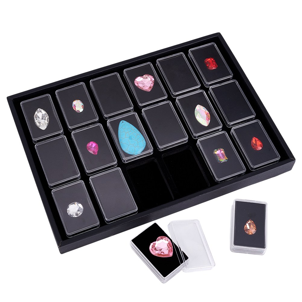 아크릴 케이스 세트 블랙 직사각형 트레이 포함 쥬얼리 보석 보관 진열 정리함, 블랙 28,940원