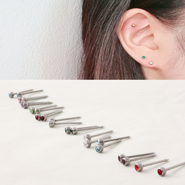 스와로브스키 귀뚫기용 써지컬 스틸 스톤 피어싱 귀걸이 9,200원