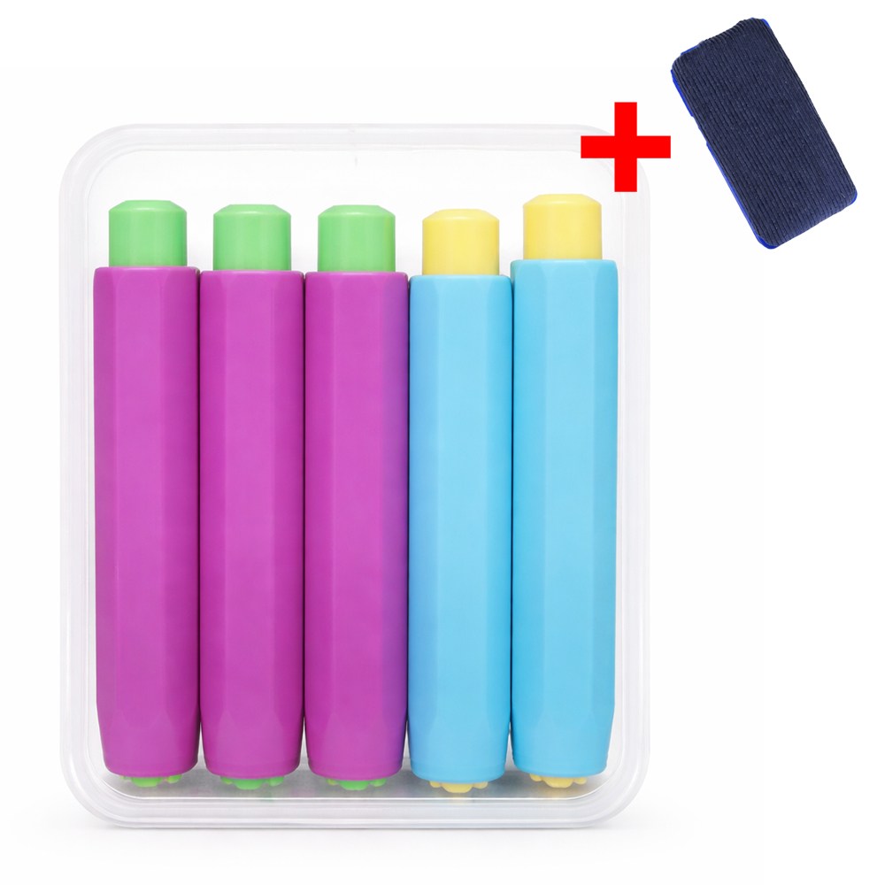 다온 편리한 버튼형 분필 케이스 홀더 지우개 증정, 5개, 혼합색상 6,900원