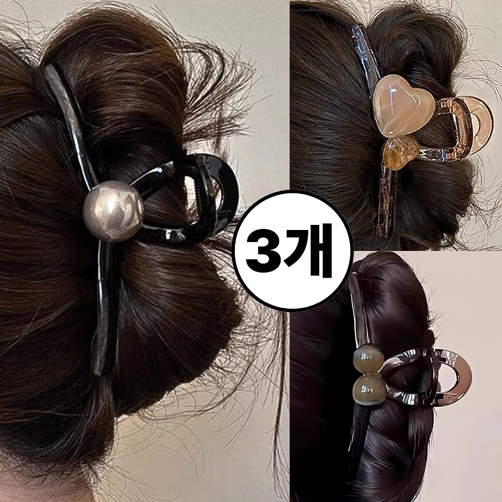 파트마 여성 특대형 집게핀 머리숱많은 반묶음 헤어 올림머리 15cm 머리핀 3P 8,800원