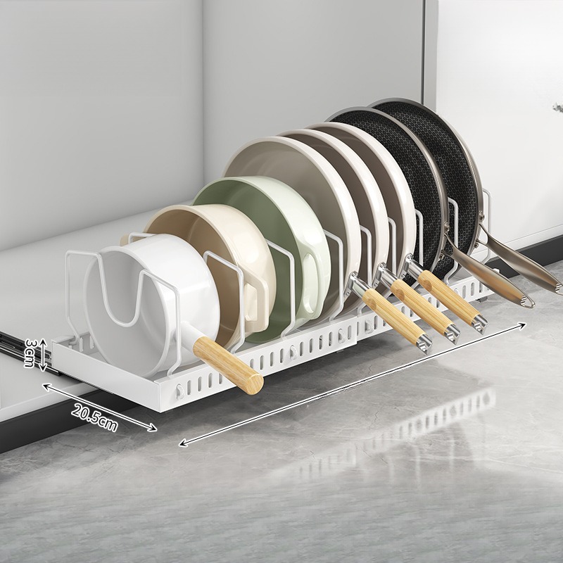 [SMTBOX] 길이조절 가능한 무타공 슬라이딩 후라이팬 정리대, 1개, 화이트 23,800원