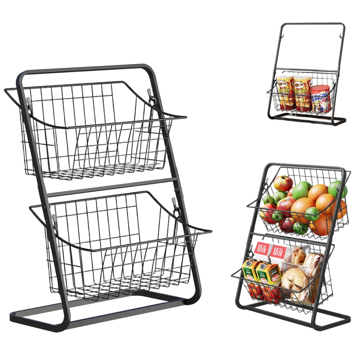 SimHm 2단 철제 간식 바스켓 과일 과자 선반 바구니 정리 그물 접시 사무실 미니 다기능 17,800원