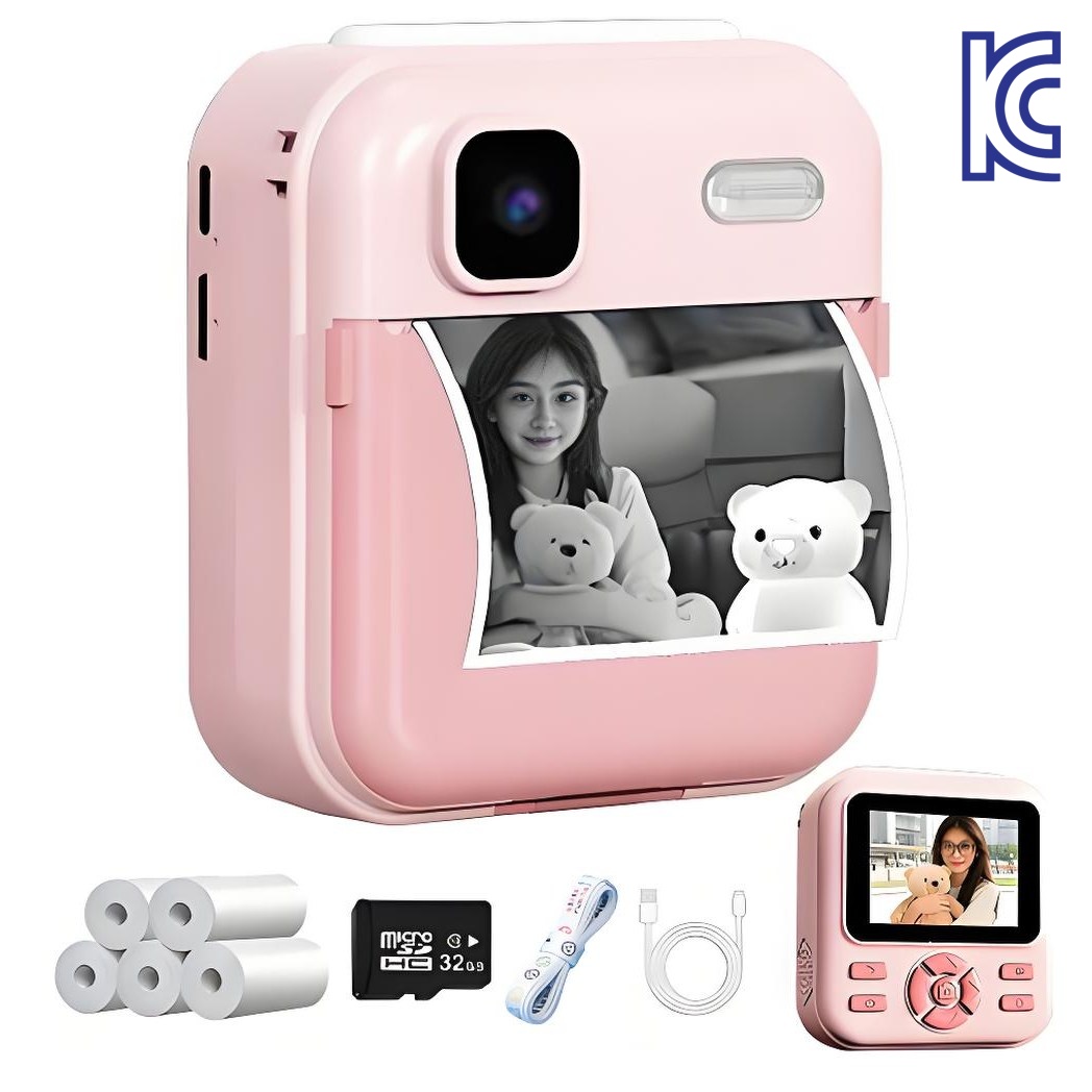 고화질 3in1 미니 즉석카메라 프린트 카메라 (사진+동영상+프린트) 디지털 카메라 사진기세트 휴대용 포켓프린트카메라 (32GB 메모리카드+인화지5롤), 1개, 핑크 78,070원