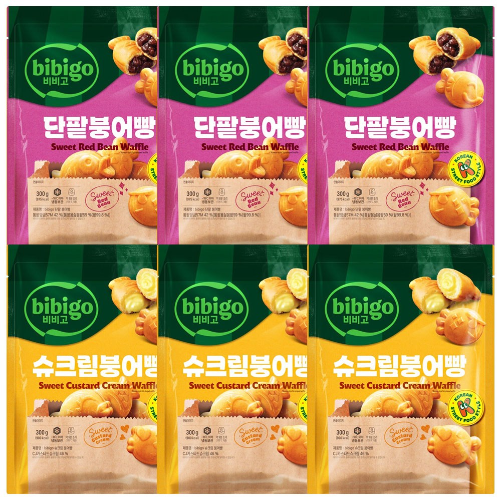 [K-분식] 비비고 단팥 붕어빵 3봉+슈크림 붕어빵 3봉 27,260원