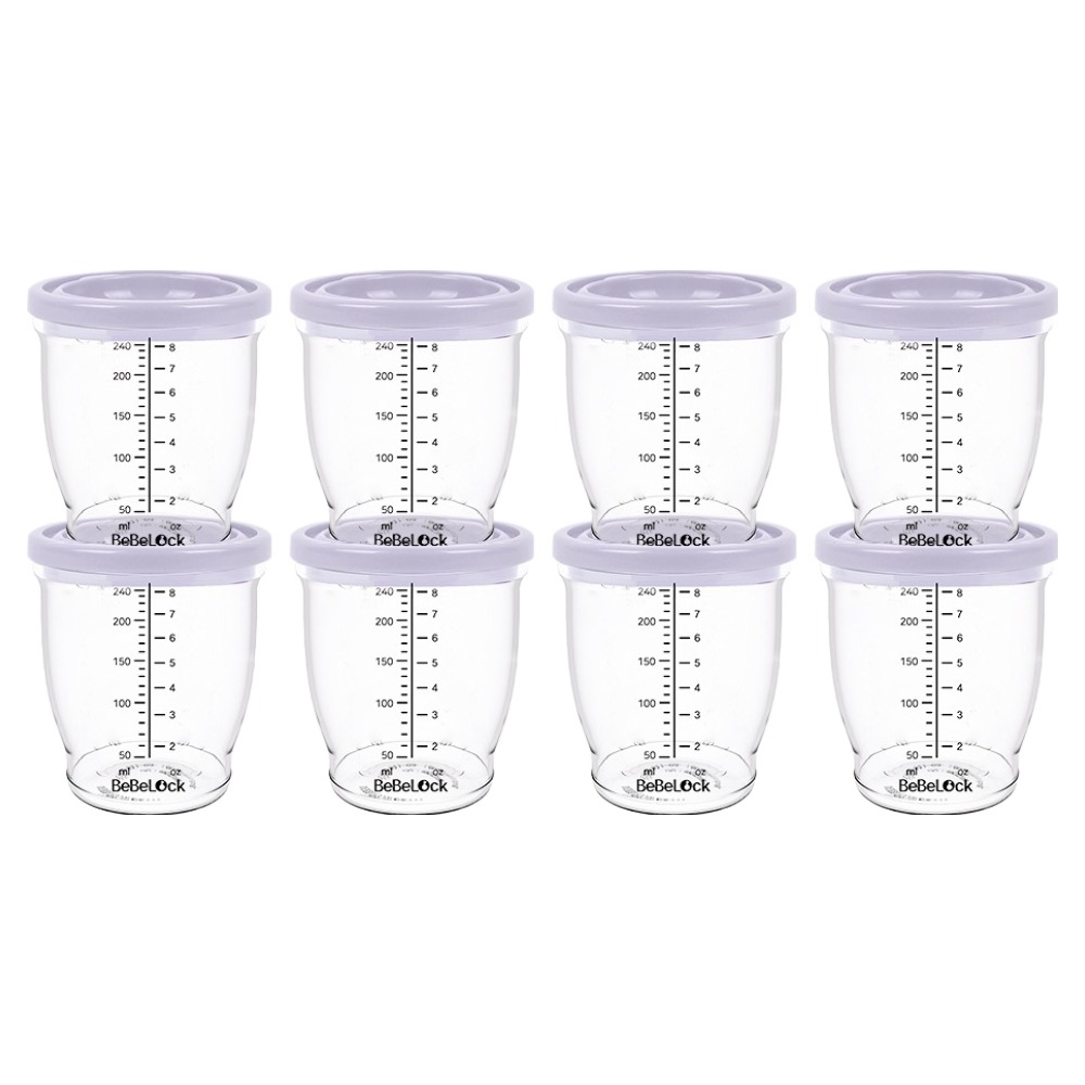 베베락 유아용 PP 밀폐 이유식 용기, 240ml, 라벤더, 8개, 현재가 13,000원