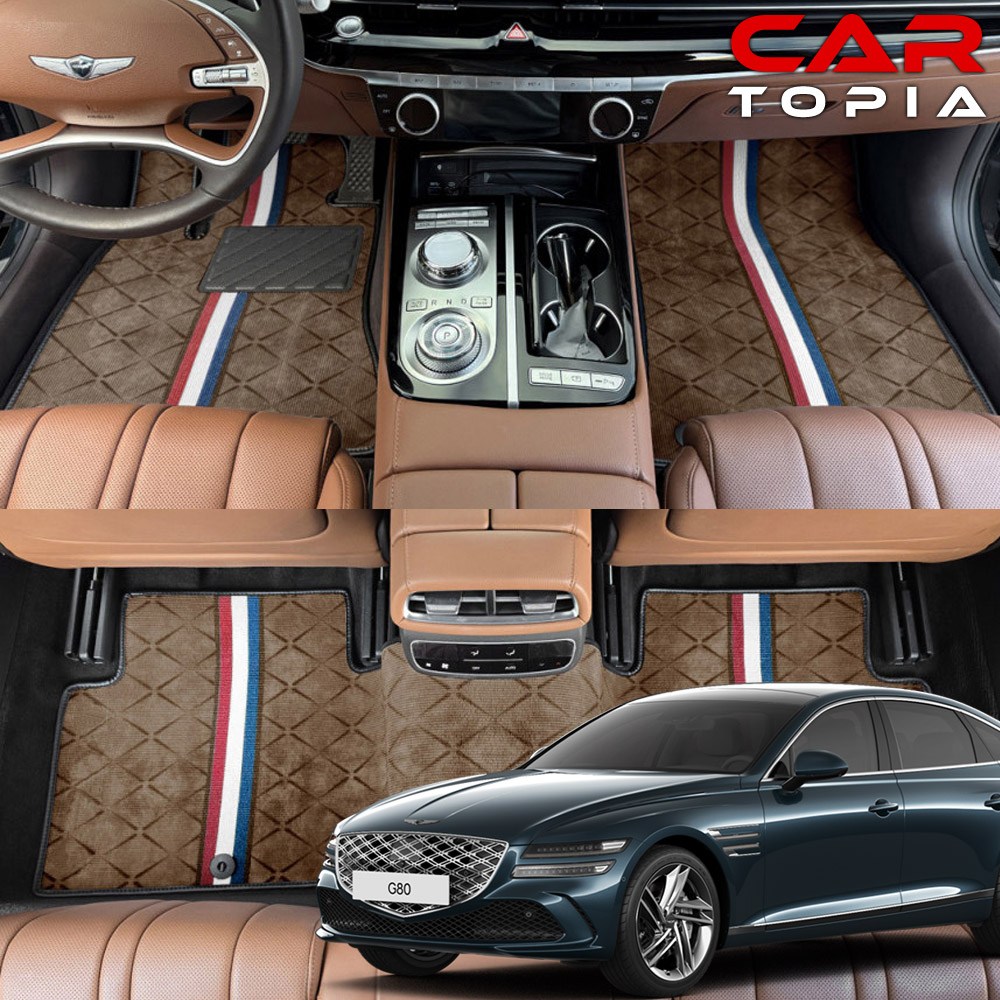 카토피아 제네시스 G80 페이스리프트 1열+2열+트렁크 디자인 카매트 풀세트 코일매트 발판 용품, 가솔린 2륜 215,000원