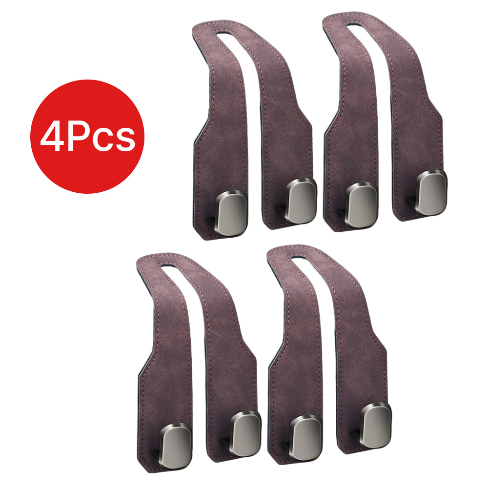 듀얼후크 자동차 후크걸이 헤드레스트 고리 걸쇄 인조 스웨이드+합금 후크행거 휴대폰거치 가방 봉지, 브라운, 4개 17,490원