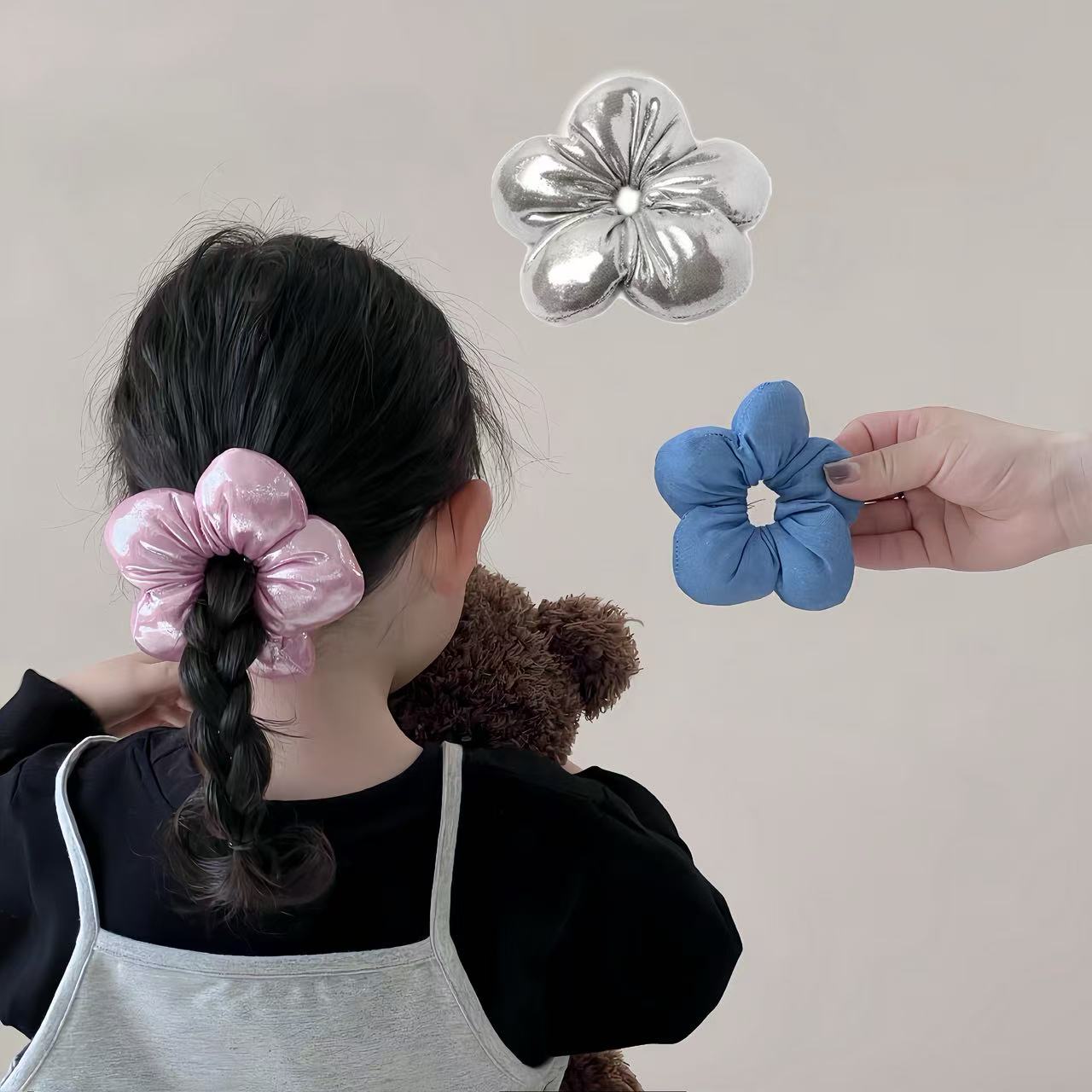 블랙체리 여아용 꽃 쿠션 헤어밴드 머리끈 3종 9,800원