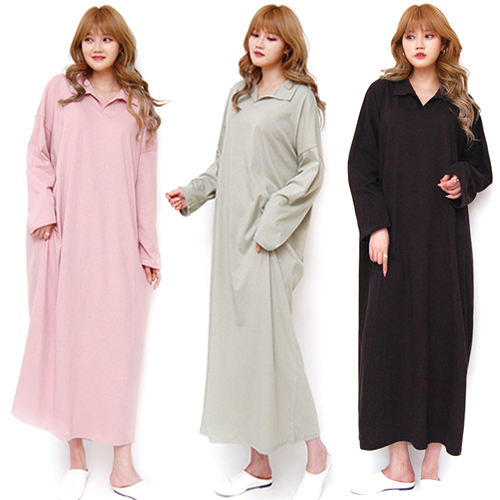 통통마녀 ] 데일리 카라긴팔 롱 원피스 55~99 까지 착용 4컬러 ( 빅사이즈 ) 19,700원