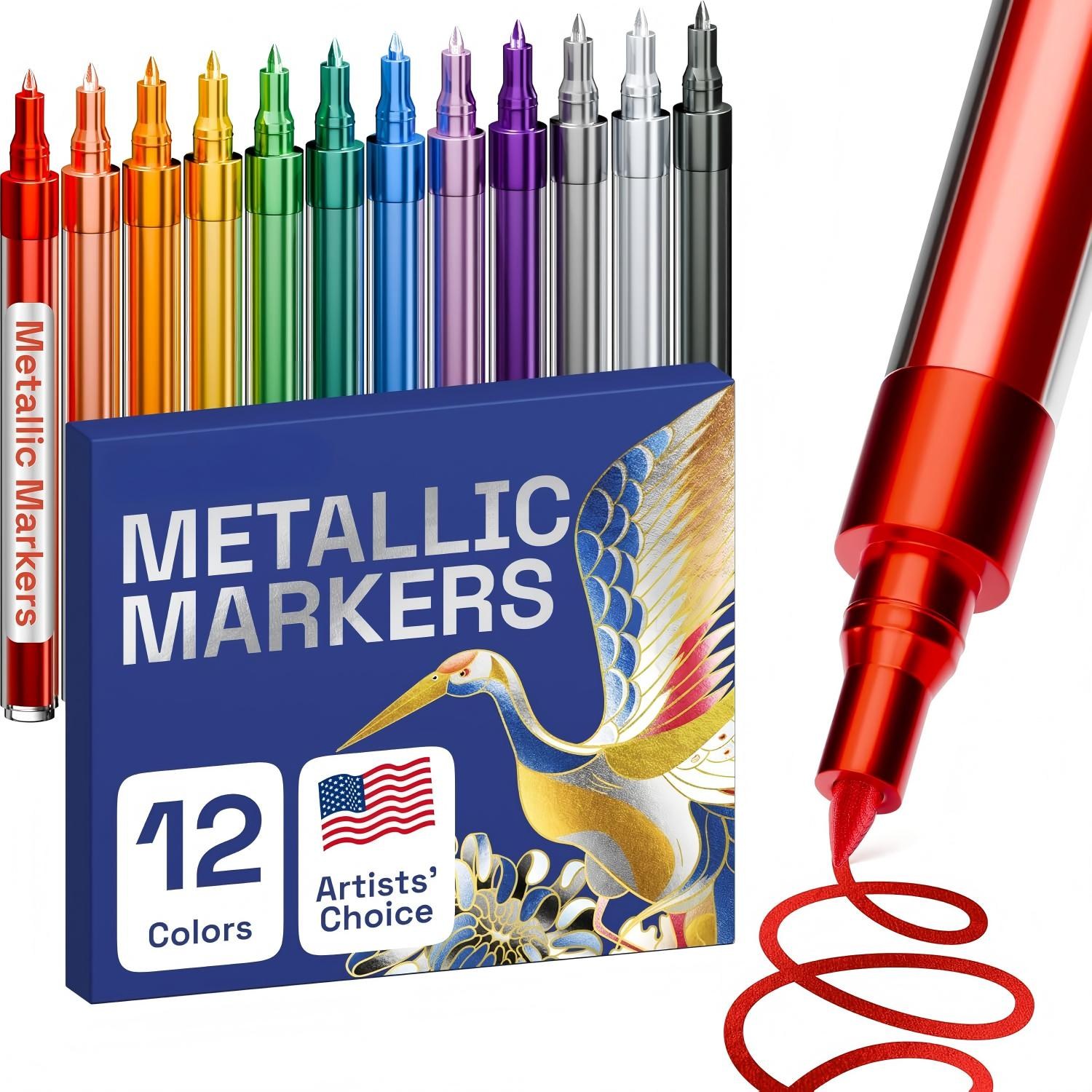 12개 아크릴 페인트 마커 세트, 메탈릭 페인트 펜, 바위 페인팅, 돌, 세라믹, 유리, 나무, 천, 자갈, 스크랩북, 포토 앨범, 카드지에 사용 가능, 초미세 팁 0.7mm, 1세트, 12색 28,900원