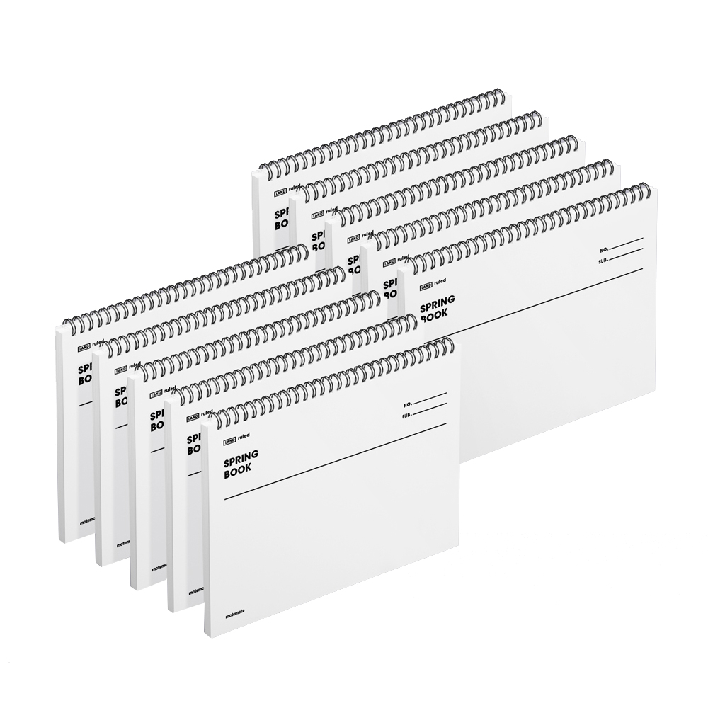 모트모트 두꺼운 스프링 노트 유선 룰드, 화이트, 10개 31,200원