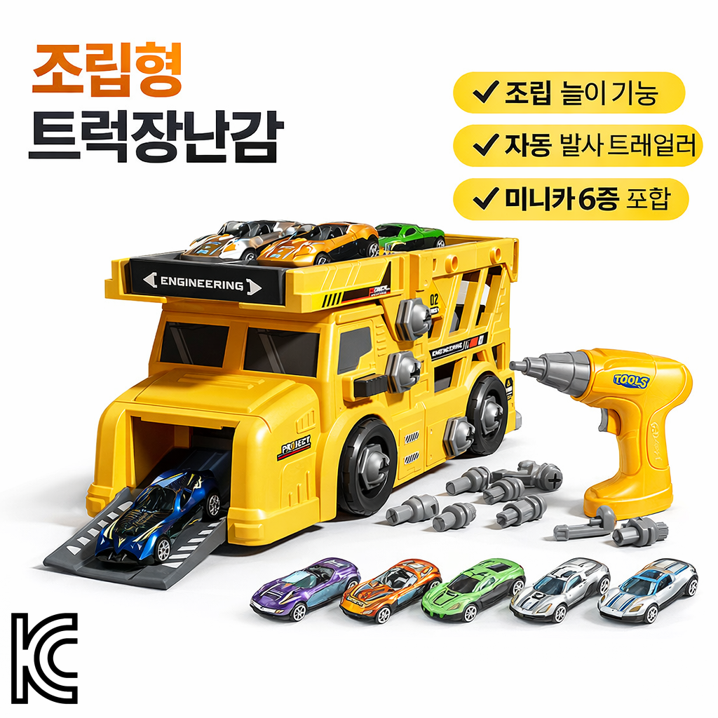 코코유 어린이 DIY 조립 트럭 + 전동드릴 놀이세트 유아 손재능 발달 분해 완구 JDZ-503, 1개, 옐로 38,000원