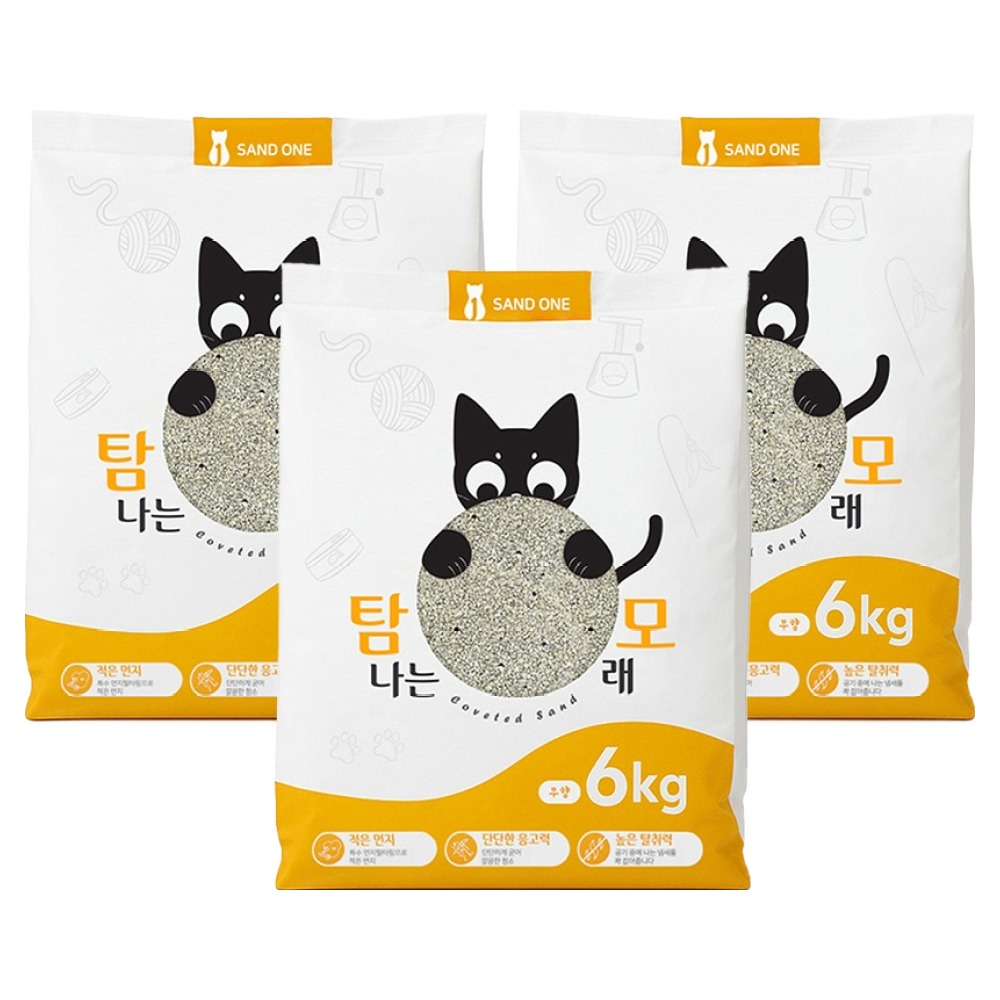 샌드원 탐나는 와이오밍 고양이 모래, 6kg, 3개, 무향 29,700원