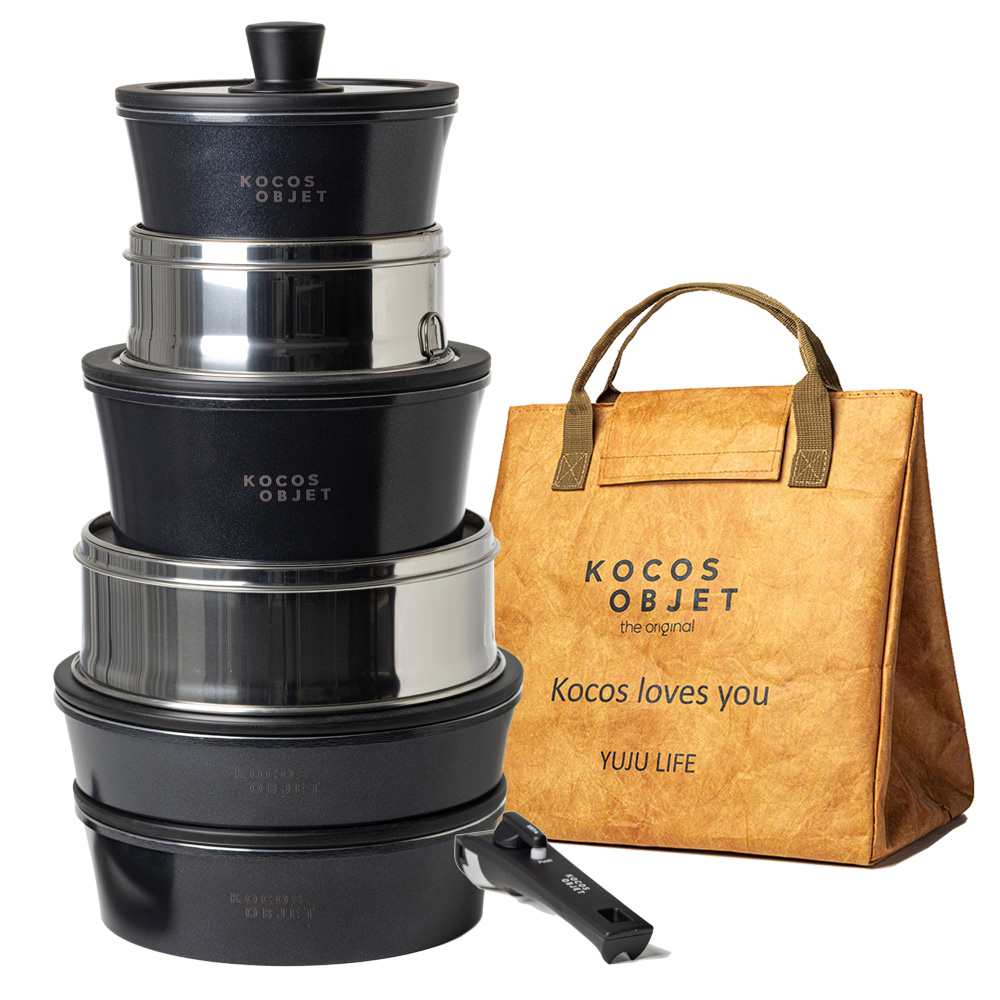 코코스오브제 블랙 원형 IH 쿡웨어 6종세트 (총 12pcs) 런치백증정 157,000원