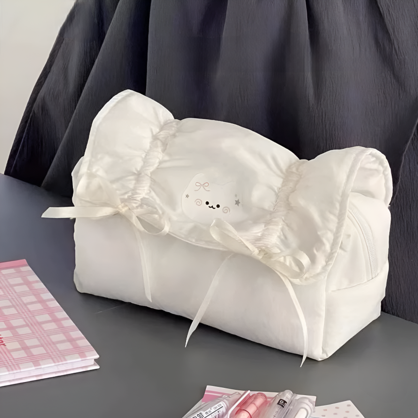 코코넛하우스 고양이 리본 셔링 대용량 필통 파우치 9,600원