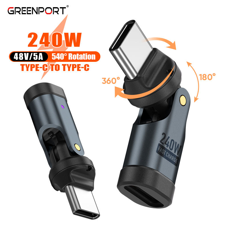 C타입 540도 연장 회전 pd 젠더 스핀 초고속 충전 케이블 게임 닌텐도 젠더 C핀 CtoC C2C 240W 액정표시 단선 방지 180도 360도 회전, 1개, 메탈블랙, 34mm 8,900원