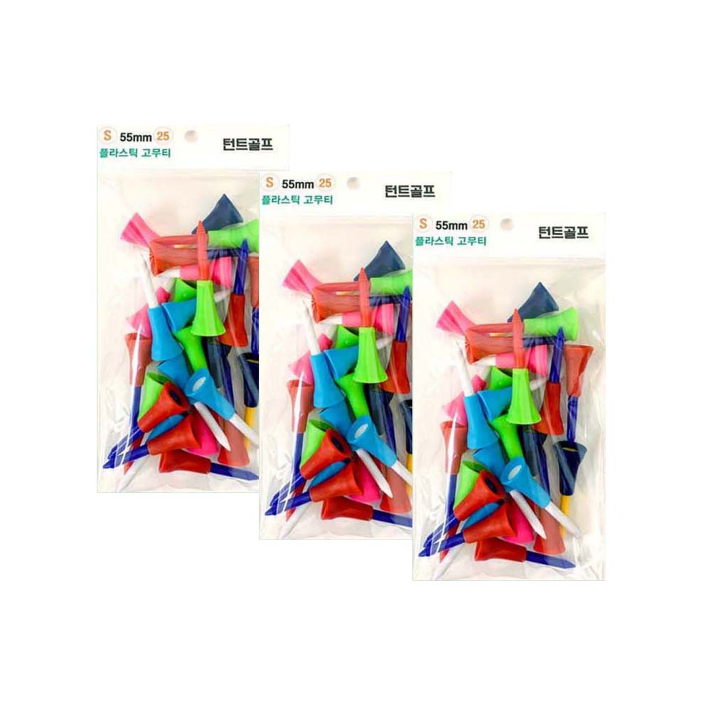 클럽손상방지 비거리향상 - 플라스틱 고무 골프티 55mm(S) 25개입 1세트 X 3개 32,000원