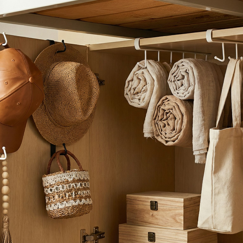 모도라이프 무타공 옷장 정리 모자 가방 걸이 다용도 수납걸이, 2개, 블랙 7,700원